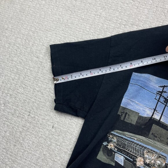 90s Style Ice Cube Graphic Crop Top T-Shirt Wom Sz M Black Distressed Hip Hop - Picture 7 of 12